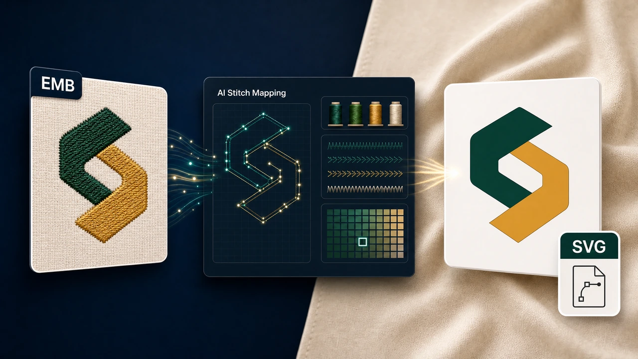 Convert Embroidery File to SVG embroidery to svg workflow preview in StitchPilot.ai