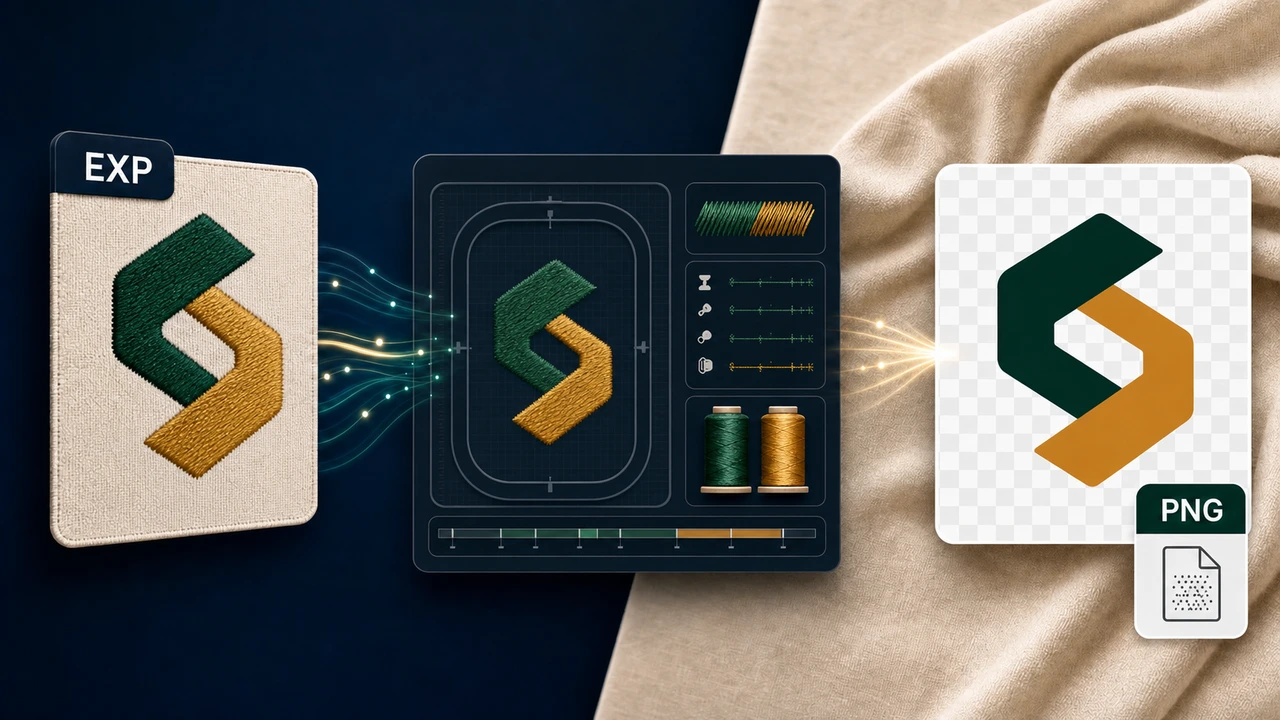 Convert EXP to PNG Online EXP to PNG preview in StitchPilot.ai