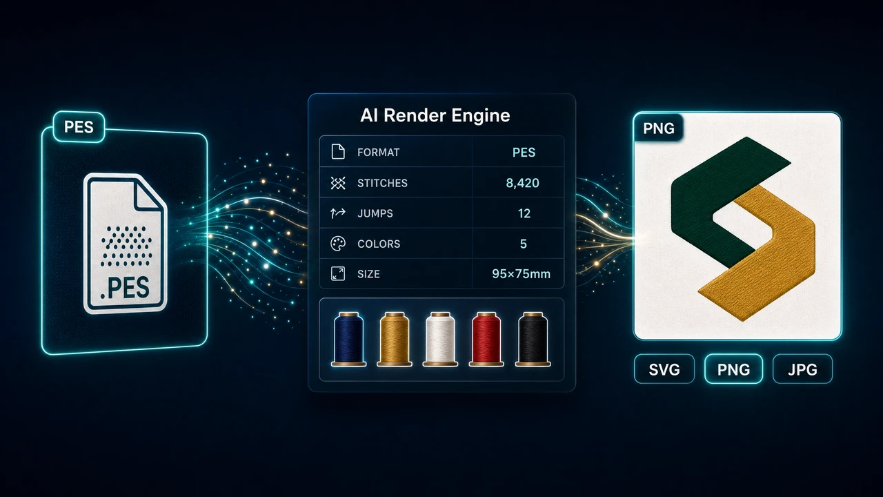 embroidery to image workflow preview in StitchPilot.ai