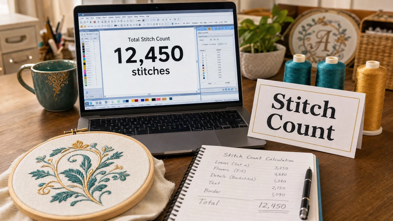 Embroidery stitch count explained in StitchPilot.ai