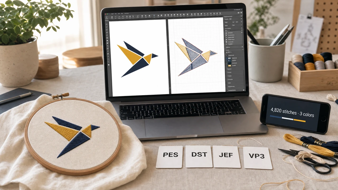 AI Embroidery Converter and File Viewer Online AI embroidery converter workflow preview in StitchPilot.ai