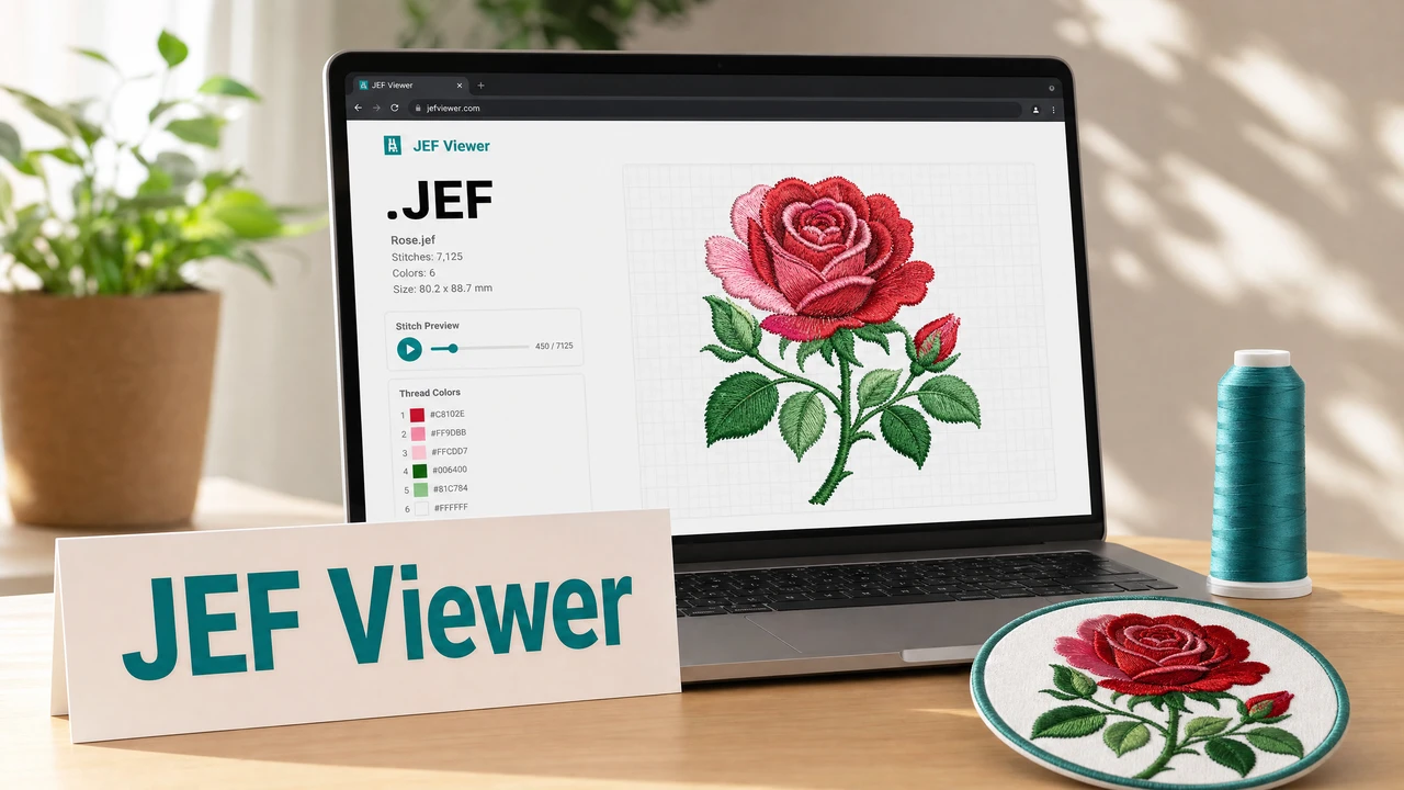 JEF file preview and stitch visualization in StitchPilot.ai