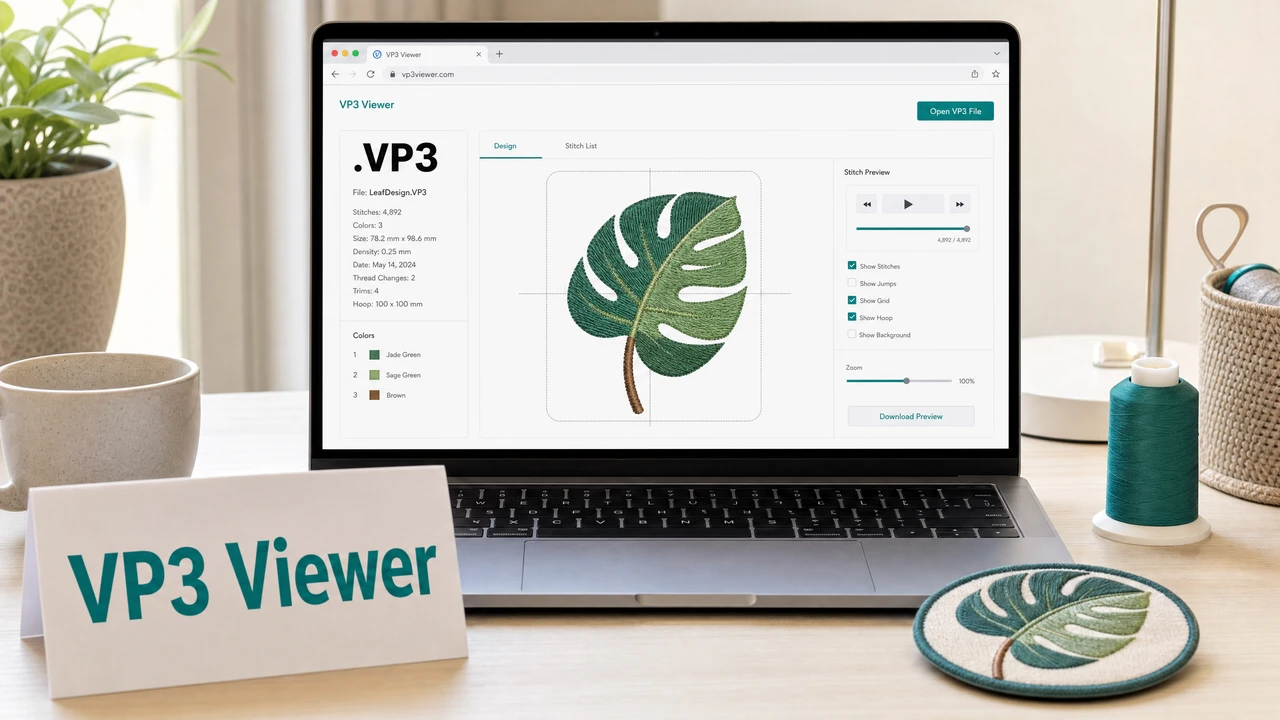 VP3 file preview and stitch visualization in StitchPilot.ai